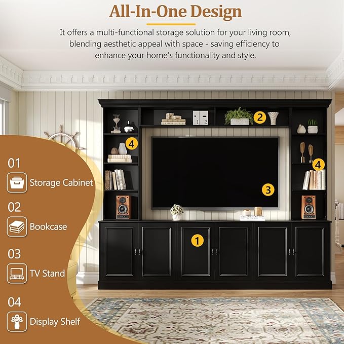 Merax 97.4" W Wall Unit Entertainment Center, TV Stand
