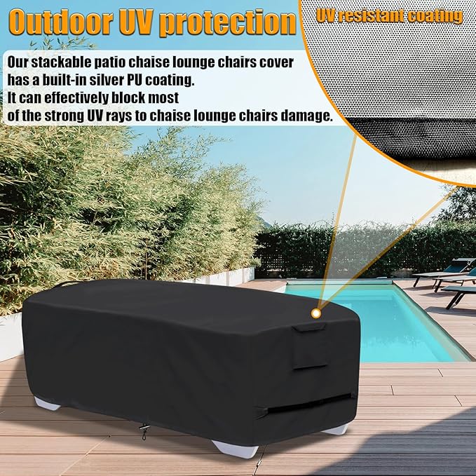 Outdoor Lounge Chair Covers for 4-6 Stackable Patio Chaise Lounge Chairs