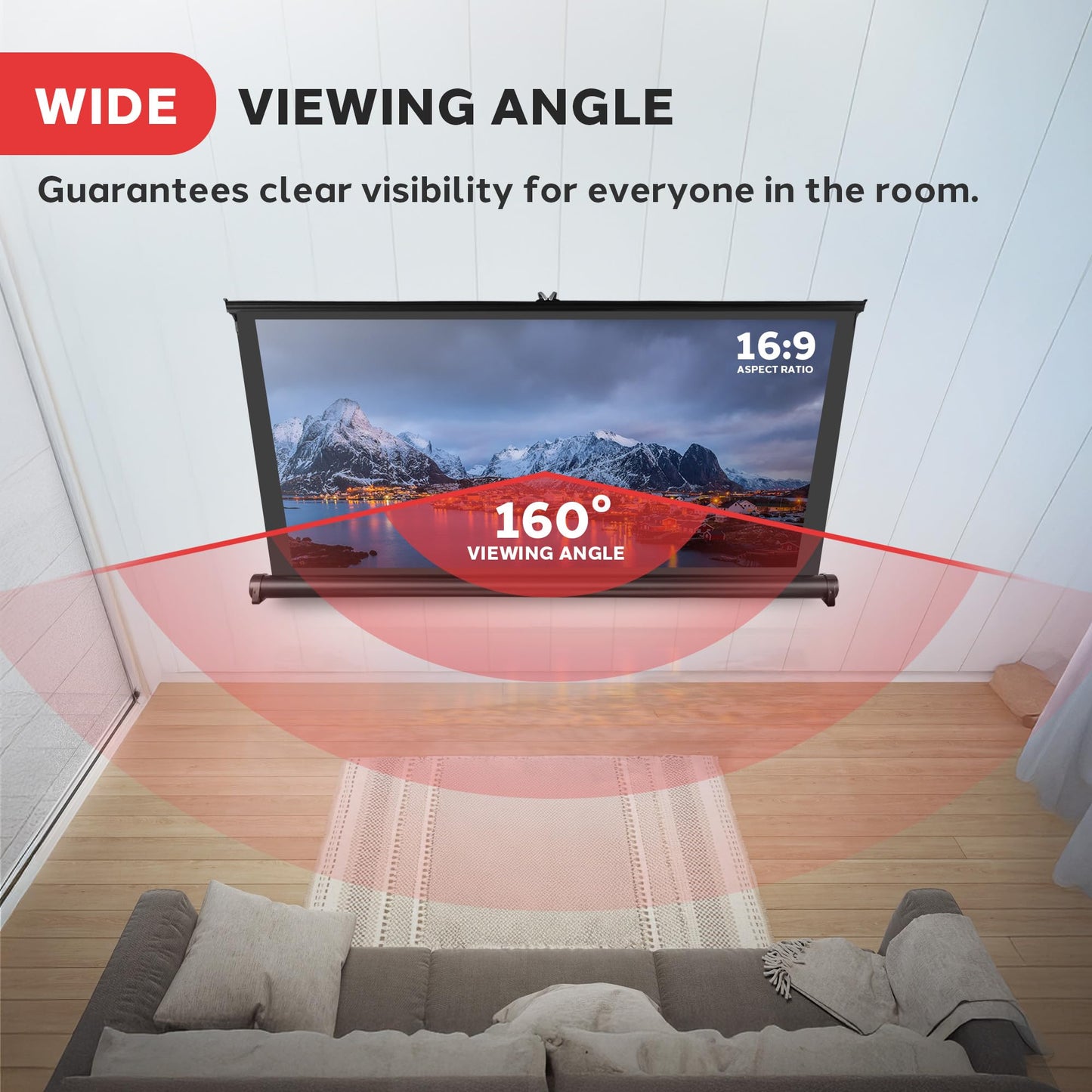 Pyle Portable Projector Screen 40 Inch - Versatile Mobile Stand, Easy Pull-Out, Lightweight & Durable for Indoor and Outdoor Presentations, Schools, Meetings, and Conferences, PRJTP46, White