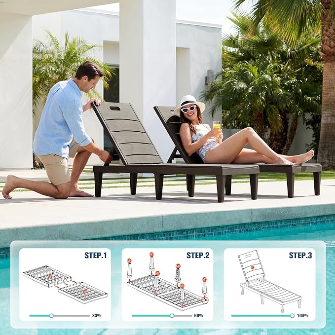 Devoko Outdoor Chaise Lounge Chair Set of 2