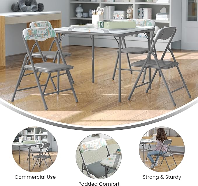 Flash Furniture Mindy Kids 5-Piece Folding Square Table and Chairs Set