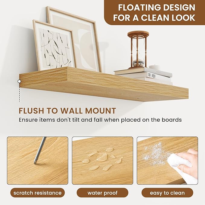 fuqing Floating Shelves for Wall, Wall Mounted Wood Floating Shelf