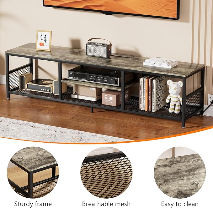 VECELO TV Stand with Power Outlets