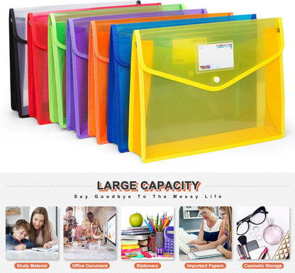 Plastic File Folders, Waterproof Transparent Expandable File Organiser, Portable Large Capacity A4B4 File Wallet for Office Business School (7 Pack)