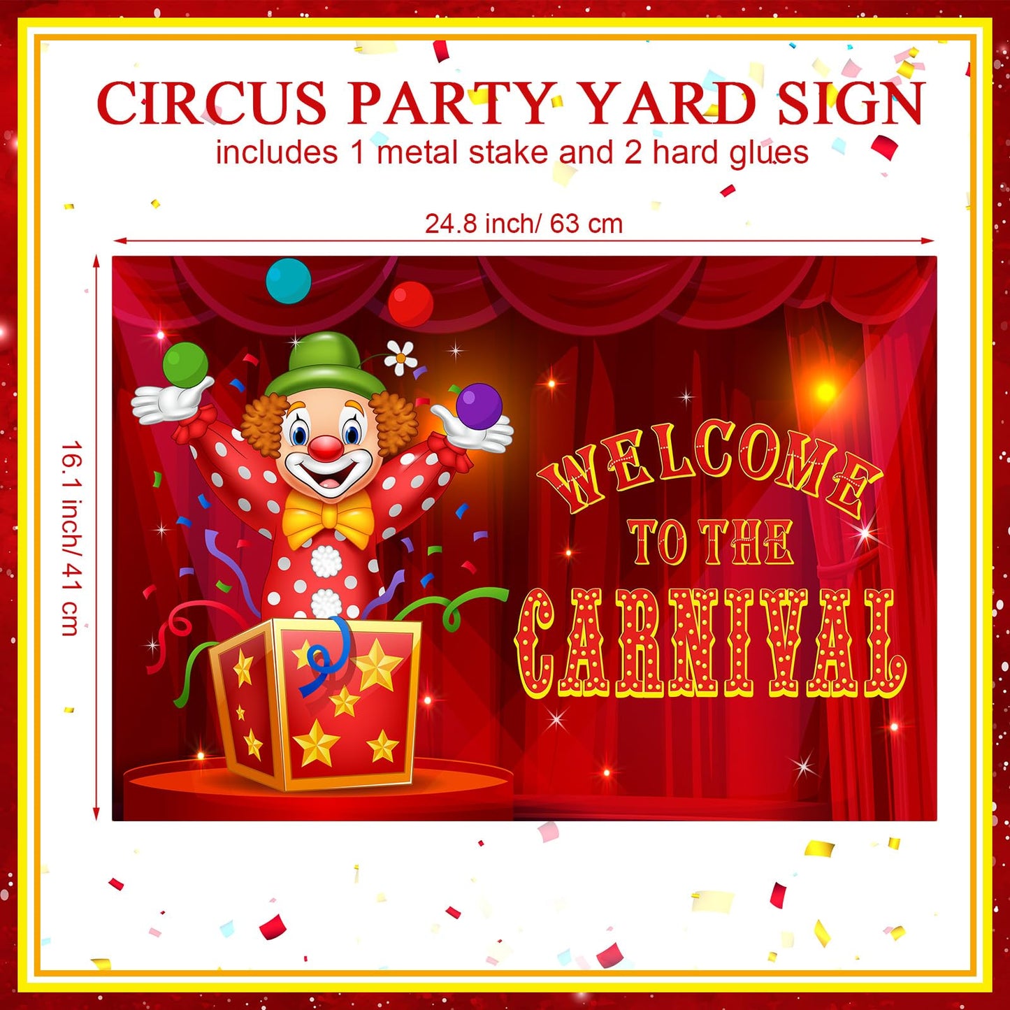 Capoda Welcome to Carnival Yard Decoration Circus Clown Garden Stake Halloween Circus Party Decor Carnival Party Directional Sign for Outdoor Lawn Garden Yard Patio Decor Supplies 24.8 x 16.1 Inch