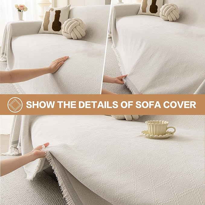 DREAMINGO Modern Chenille Couch Cover Blanket Washable Sofa Covers