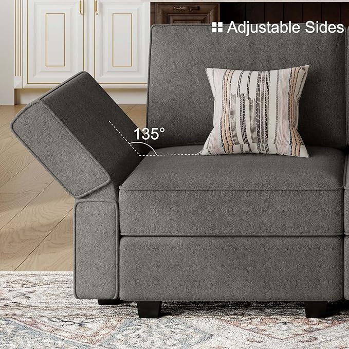 Belffin Fabric Modular Sectional Sofa Armrest Backrest Module Couch Side