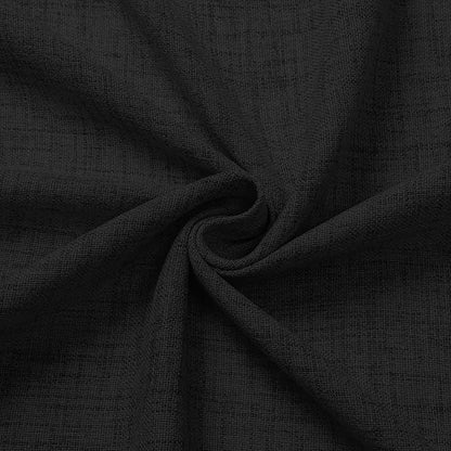 Tollpiz Short Linen Curtains Living Room Rod Pocket Semi Sheer Curtain Burlap Light Filtering Thick Linen Drapes for Bedroom, 54 x 54 inches Long, Black, Set of 2 Panels