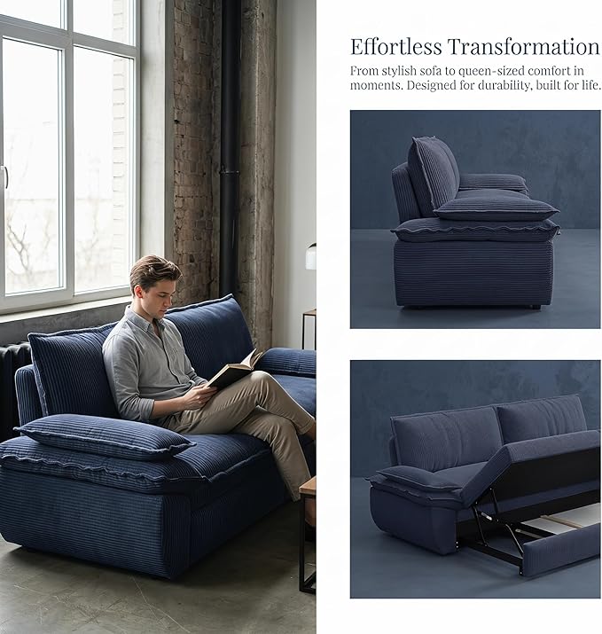 73.2" Sofa Bed Queen, 3-in-1 Pull Out Sofa Bed
