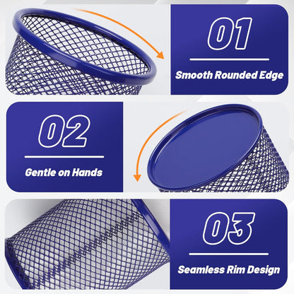 Segarty Pen Cup, 6 Pack Round Cute Dark Blue Pen Holder for Desk, Wire Mesh Pencil Holder Container Set, Desktop Organizer for Office Supplies, Maker, School, Home Storage, Makeup Brush