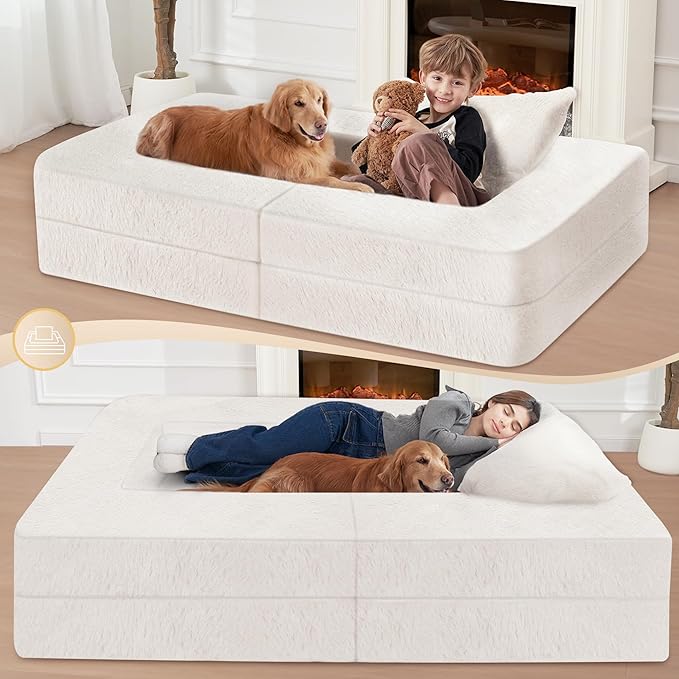 Futon Sofa Bed with Pillow, 3-in-1 Sleeper Sofa Bed with Removable Cover