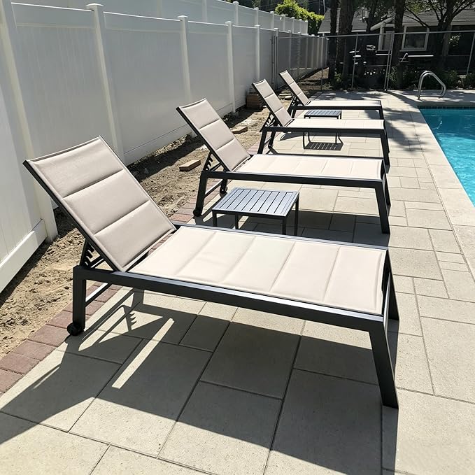 PURPLE LEAF Extra Large Outdoor Chaise Lounge 2 Pieces Aluminum Patio Lounge