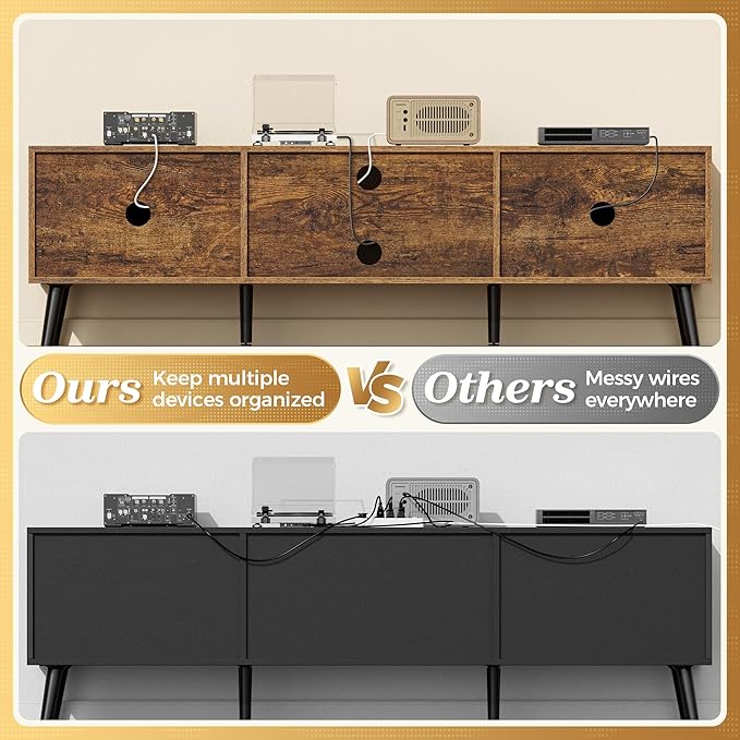 SUPERJARE TV Stand for 55, 65 Inch TV, 63 Inch Entertainment Center