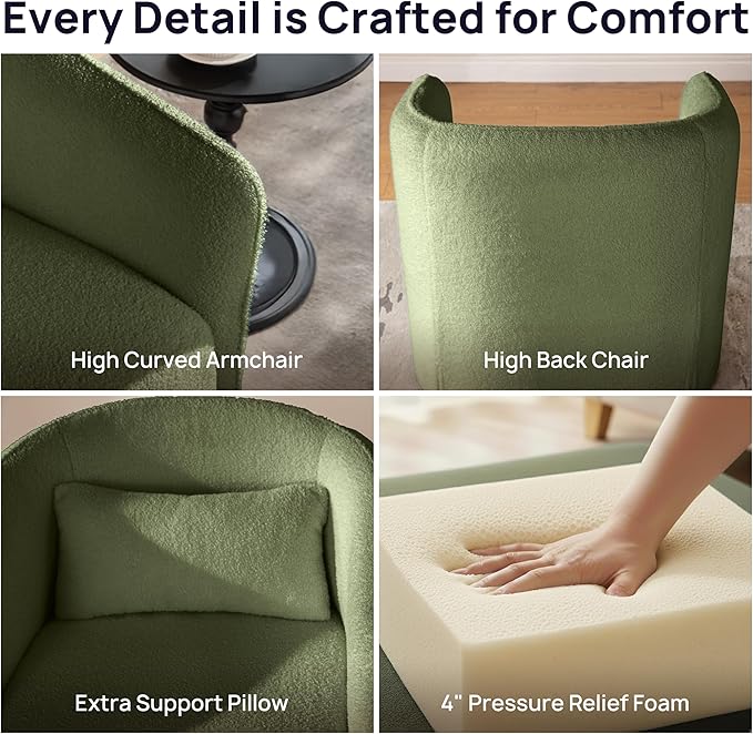 Oversized Boucle Swivel Accent Chair