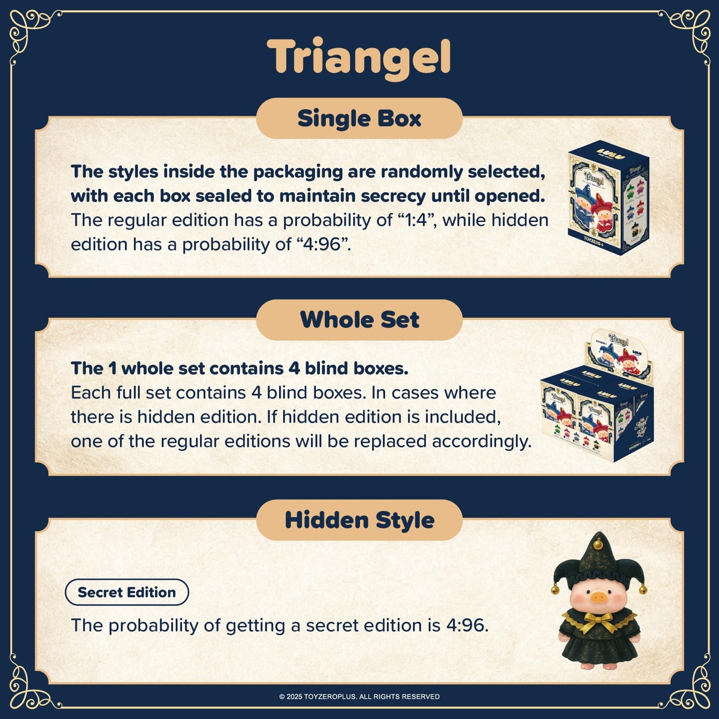 TOYZERO + Lulu The Piggy Blind Box - Triangel Series Plush Keychain Blind Boxes Figures Cute Stuffed Animals Mystery Box Collectibles Home Decorations Birthday Gifts, Single Box