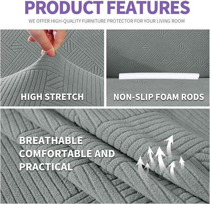 ZNSAYOTX Oversized Super Stretch Couch Cover, New Striped Sofa Covers