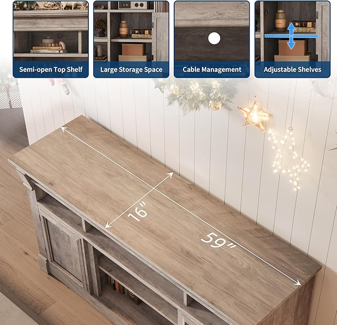 IDEALHOUSE Farmhouse TV Stand for TVs Up to 65", Entertainment Center