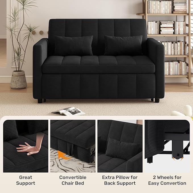 Nebuaegis Sleeper Sofa Bed, 3-in-1 Convertible Pull Out Couch