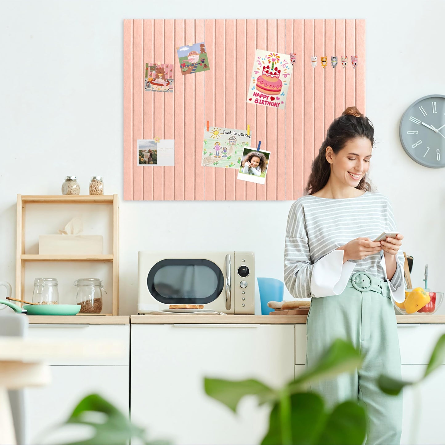 Yunihome Cork Board for Walls 36" x 24", 6 Pack Felt Bulletin Board Wall Tiles with 30 Push Pins for Home Kitchen School Office Wall DIY Decorative