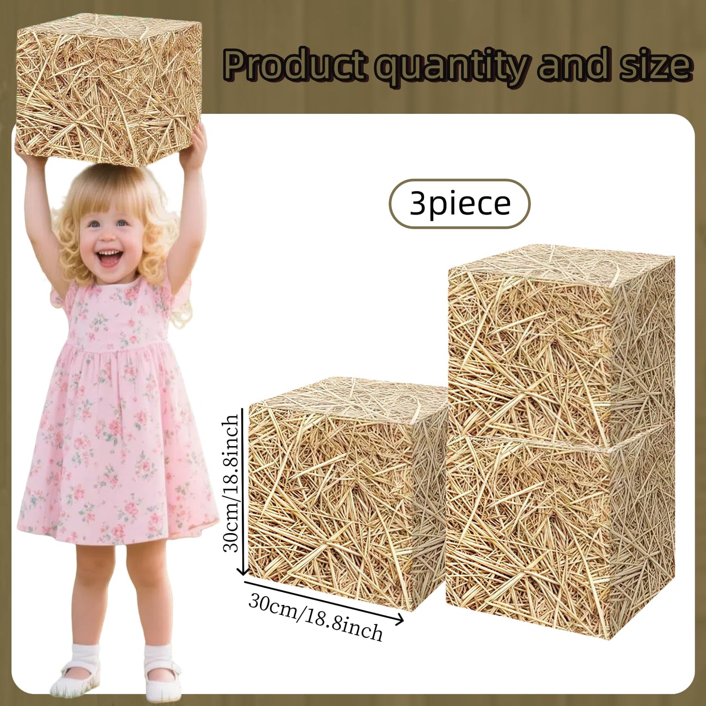 Zeivvnef 7 Pcs Hay Bales Cardboard Boxes Set Western Cowboy Party Decorations - Pirate Party Decorations, Western Wooden Grain Boxes, Fake Hay Photo Booth Props Straw Boxes for Fall Harvest Halloween