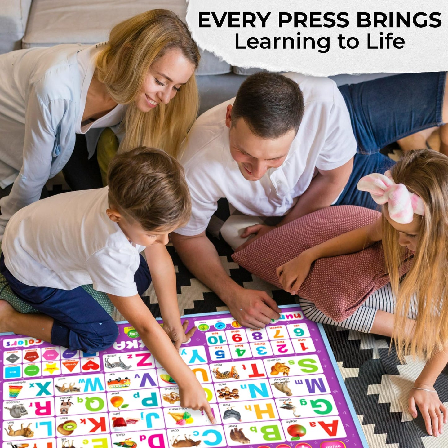 QUOKKA Alphabet Poster Educational Toy for 3-4 Year Old – ABC Learning Wall Chart for Toddlers – Interactive Speech Therapy Game for Kids 5-6-7 yo – Talking for Girl & Boy