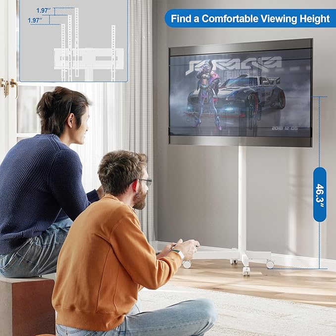 Mobile TV Cart Rolling TV Stand