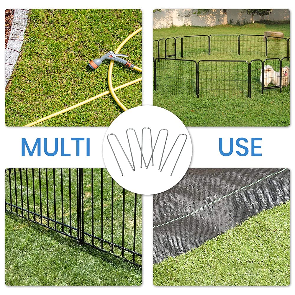 Landscape Staples 6 Inch Galvanized Garden Stakes 150 Pack,Garden Staples Heavy-Duty Sod Pins Anti-Rust Fence Stakes Securing Pegs for Barrier Fabric Irrigation Tubing Hose Weed
