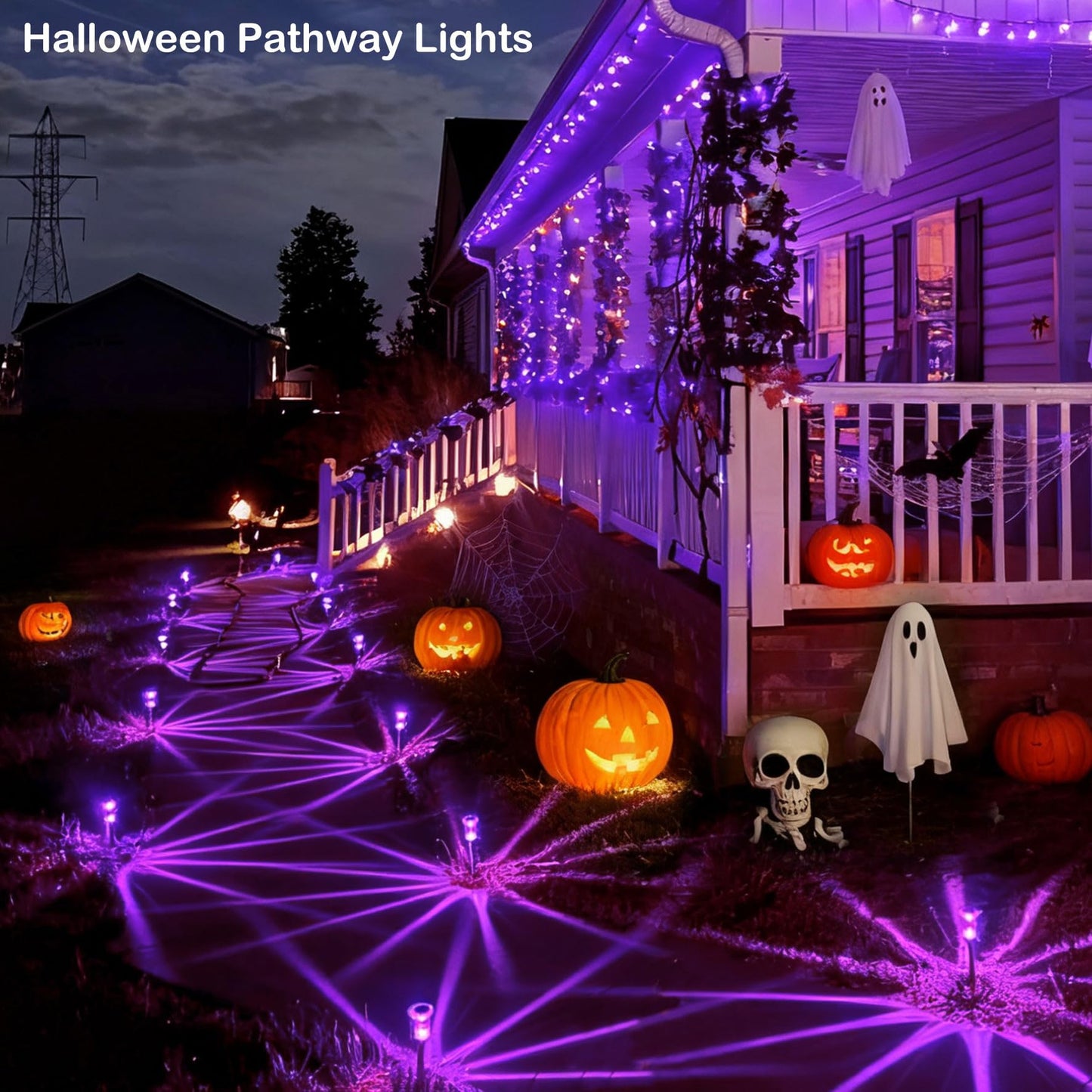 Gorrzai Christmas Solar Lights Outdoor 10 Pack Solar Pathway Lights Outdoor Halloween Decorations Waterproof Yard Lighting for Driveway Garden Walkway Path Landscape Lawn