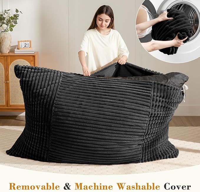 3-in-1 Giant Bean Bag Chair for Adults & Kid, Convertible Floor Sofa to Mattress
