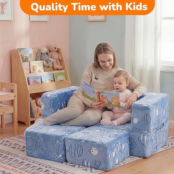 MeMoreCool Modular Kids Sofa, Glow in The Dark Space Kids Play Couch Sofa