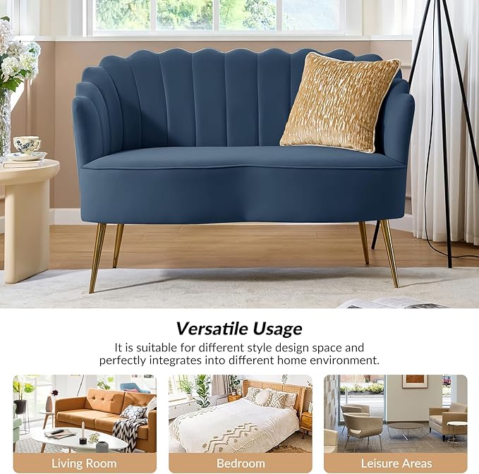 HULALA HOME Modern Velvet Loveseat Sofa