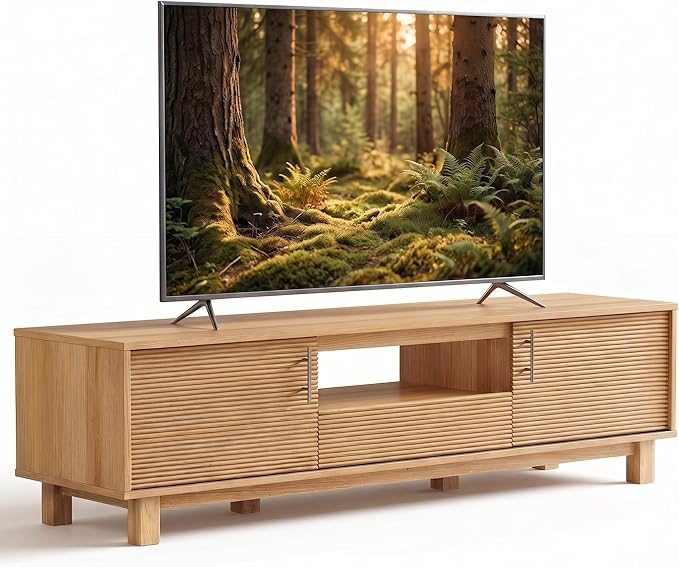 Marsail Boho Modern TV Stand up to 65 Inches, Fluted Entertainment Center
