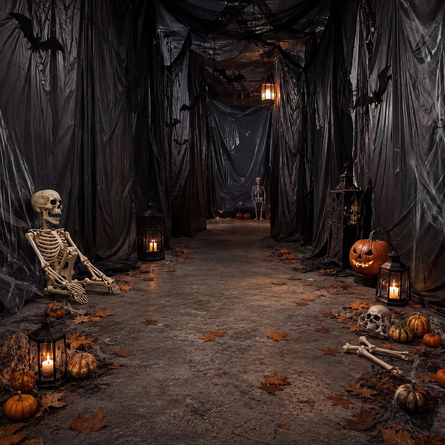 MotiMind 2 Rolls Halloween Black Plastic Sheeting for Haunted House, 4.5ft x 100ft Each, Black Tarp Spooky Wall & Party Decorations for Halloween Backgrounds and Haunted House Setup