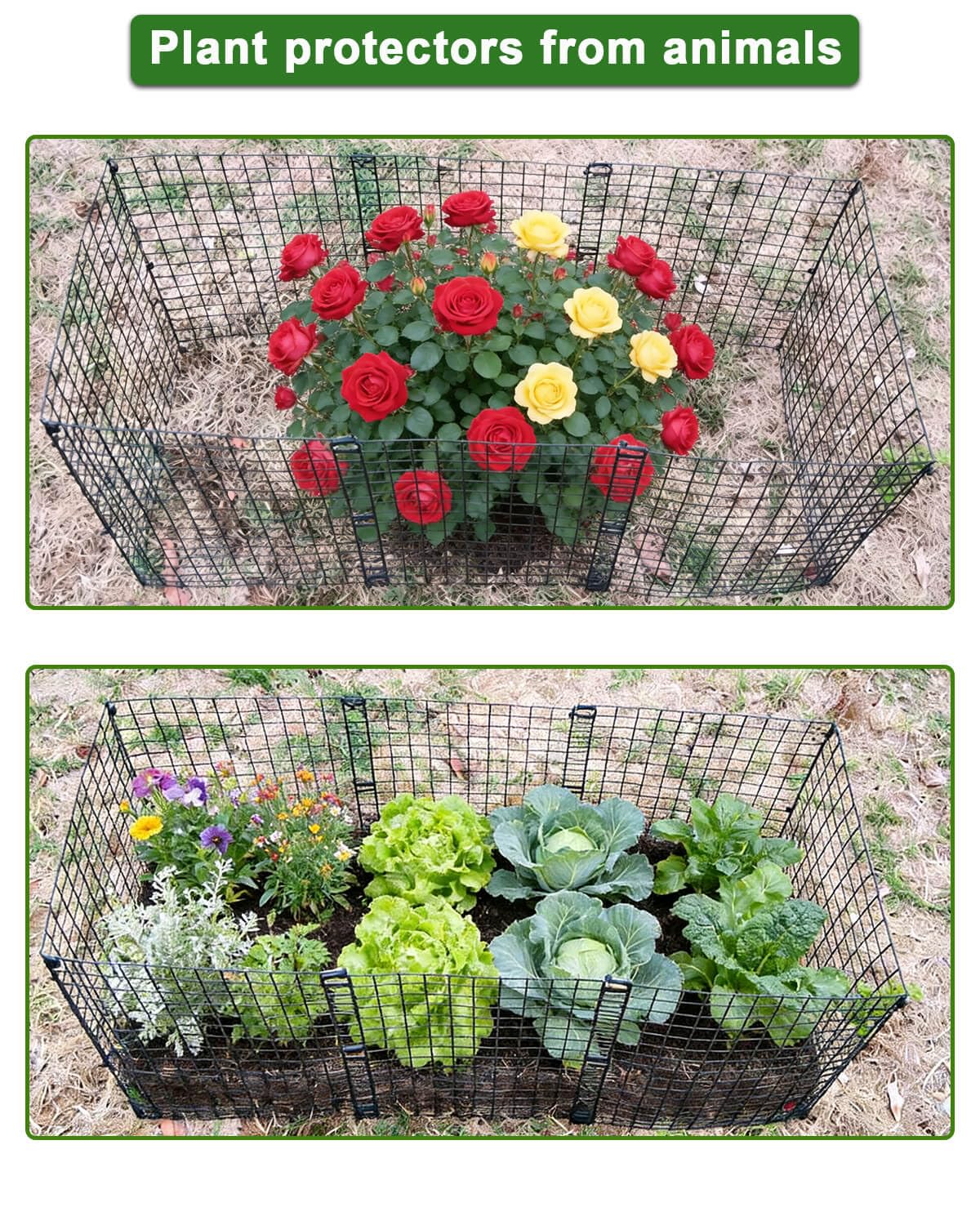 24Pcs Plant Protectors from Animals - Plant Cages for Outdoor Plants 11.8"x15.8" Metal Mesh Garden Protector for Flowers, Vegetables, to Stop Rabbits, Chickens and Squirrels