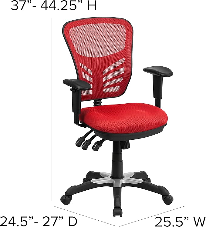 Flash Furniture Nicholas Mid-Back Red Mesh Multifunction Executive Swivel