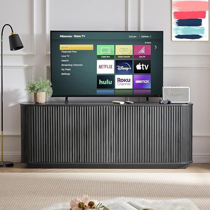 64'' Fluted TV Stand for TVs up to 75'', Modern Long Media Console