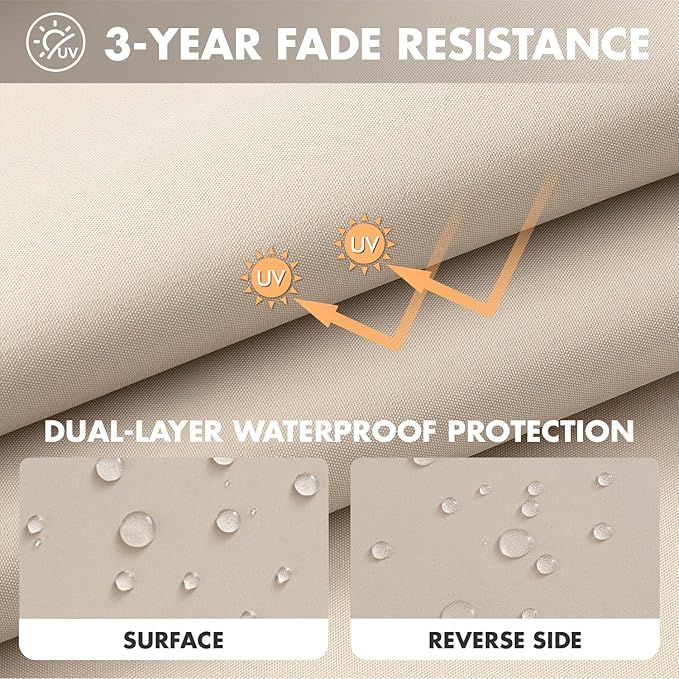 MIULEE Beige Outdoor Seat Cushion 22x22 Inch Waterproof & 3 Year Fade Resistant