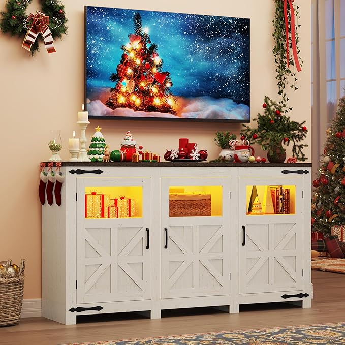 64" Large LED Farmhouse TV Stand