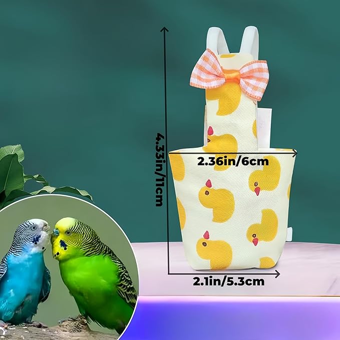5 Pcs Bird Diapers Bird Harness Flight Suits Diapers Reusable Parrot Nappy with Waterproof Inner Layer Washable Cute Urine Wet Suit Costume for Cockatiel Conure Budgie Macaw Parakeet,L