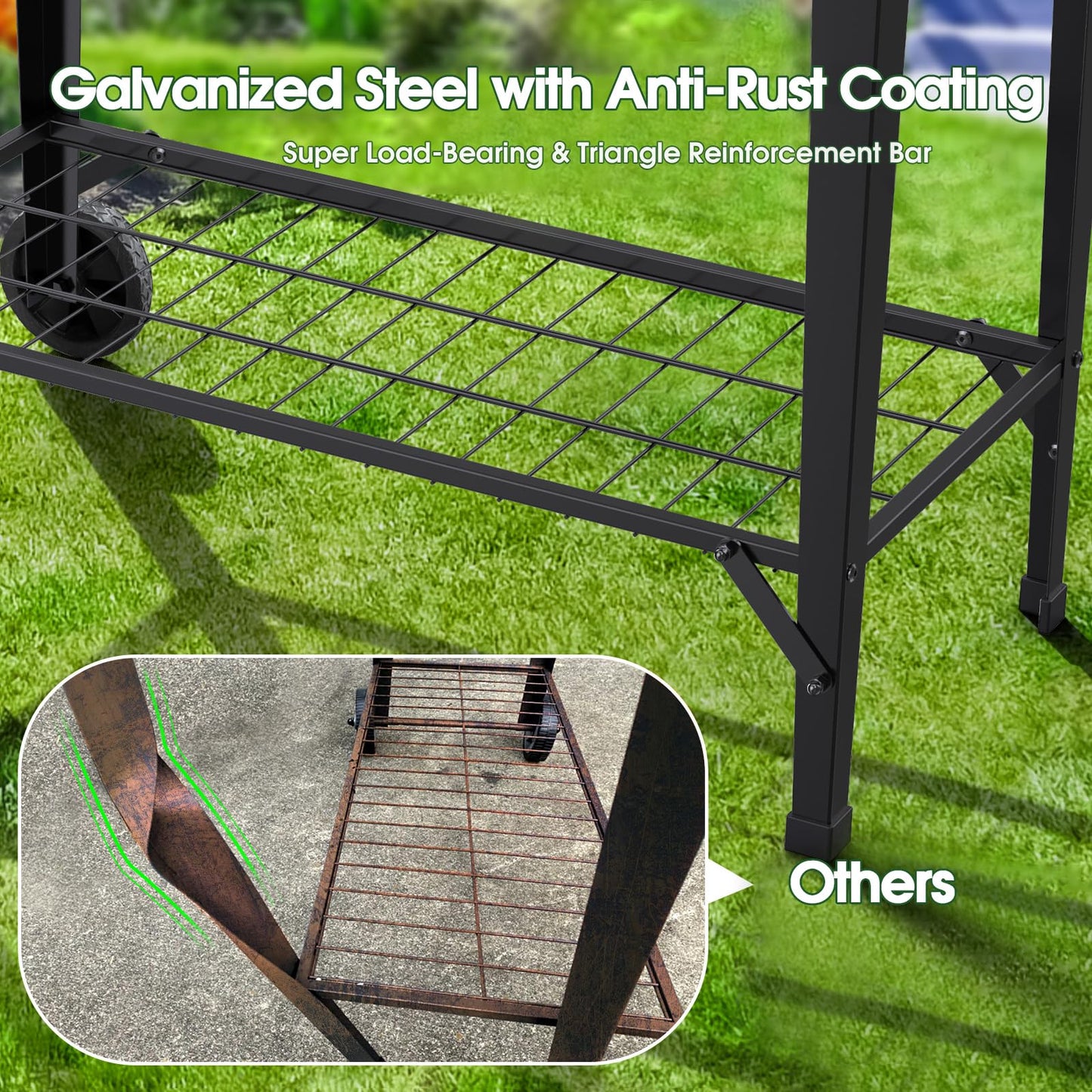 Highpro Raised Garden Bed with Wheels and Legs for Outdoor Use, Mobile Elevated Planter Cart for Vegetable Herbs Flowers Potted Plants, Black