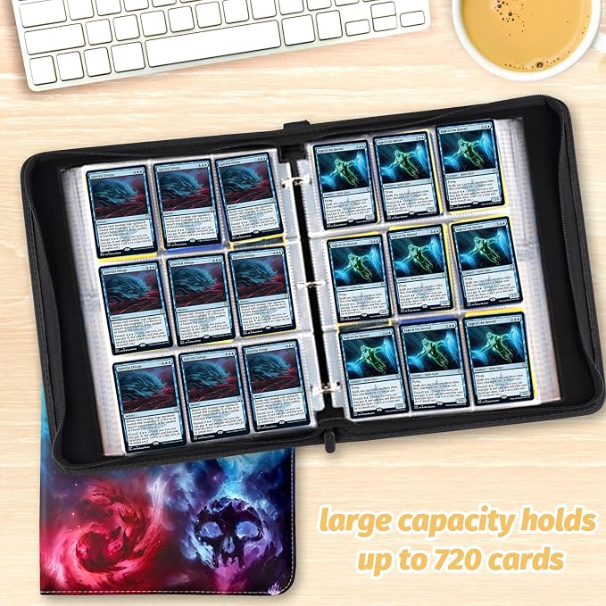 Trading Card Binder,9-Pocket Binder for Trading Cards Holds 720 Cards,Premium Collector Card Album for Standard Cards,Card Collection Folder for MTG,TCG,Yugioh,Game Cards (A-Colorful Patterns)