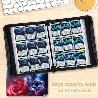Trading Card Binder,9-Pocket Binder for Trading Cards Holds 720 Cards,Premium Collector Card Album for Standard Cards,Card Collection Folder for MTG,TCG,Yugioh,Game Cards (A-Colorful Patterns)