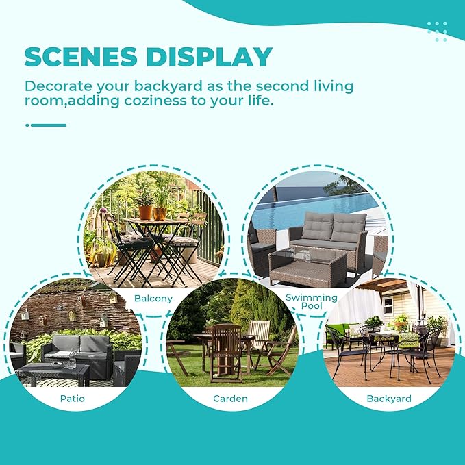 DANGHOOGY Wicker Chair Cushions, Waterproof Outdoor Loveseat Cushions
