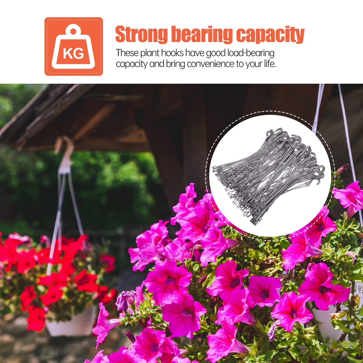 Housoutil 50pcs Hook Heavy Duty Garment Rack Heavy Duty Clothes Plant Hanger Bird Feeder Window Planter Flower Pot Hanger Chain Pot Plant Plastic Raw Material Chlorophytum Refrigerator White
