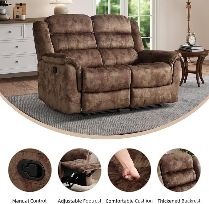 EBELLO Loveseat Recliner Sofa for Living Room, Extra Wide Modern Overstuffed 2