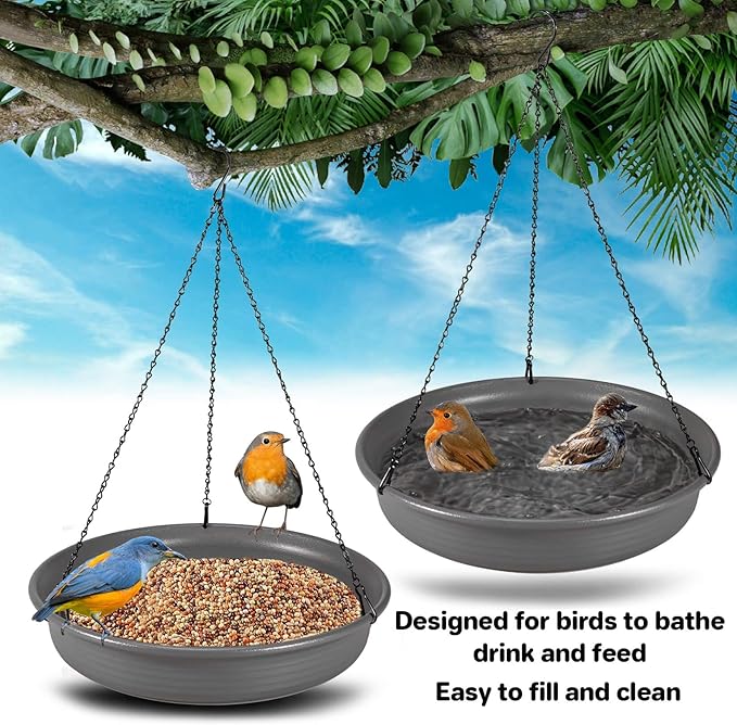 Hanging Bird Bath Hanging Bird-Feeder - CARGEN Garden BirdBath Tray Wildlife Feeder Plate Water Bowl or Water Bowl for Outdoors Garden Patio Decoration