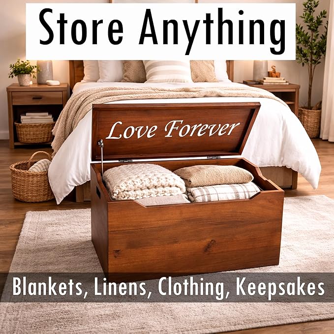Personalized Engraved Name, Fully Assembled, Solid Wood Storage Trunk