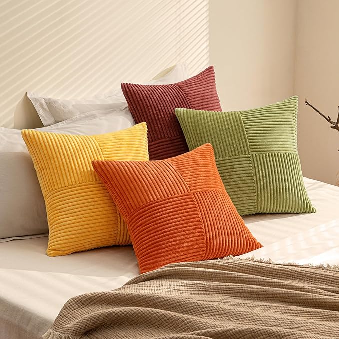 MIULEE Yellow Orange Rust Throw Pillow Covers 20x20 Inch 4 Packs Boho Farmhouse