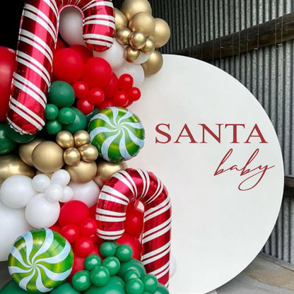 Santa Baby Decal - Christmas Baby Shower Party Sticker,Sign Party Balloon Arch Decorations,Gender Reveal Party Supplies Decorations,Winter Holiday Welcome Party Decor Decal (red)
