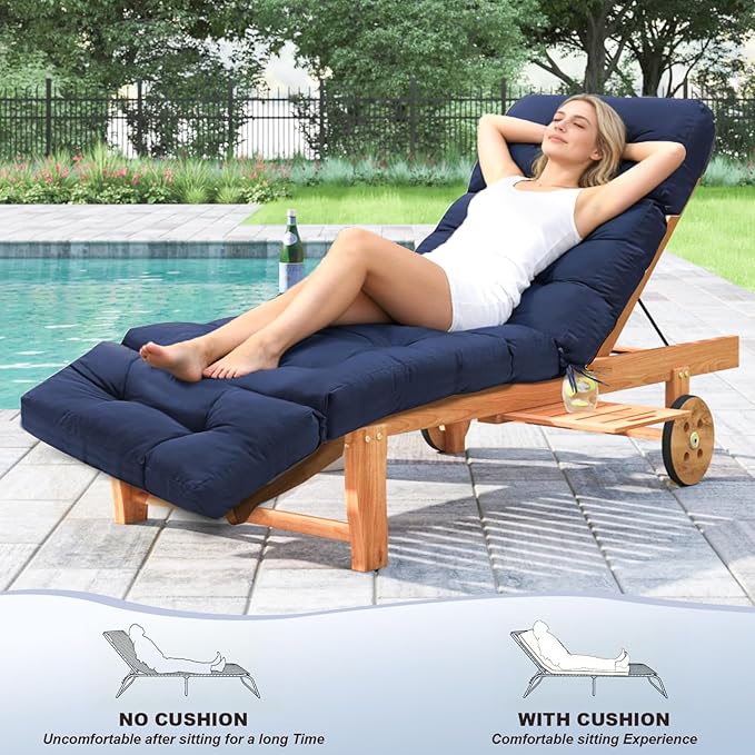 Outdoor Chaise Lounge Chair Cushion 74.2 x 22 x 4.7 Inches Thickened 100%